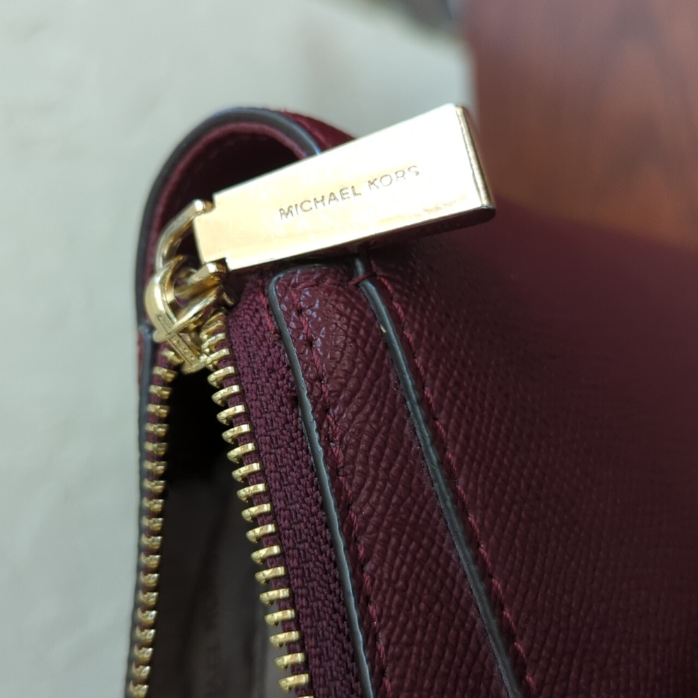 MICHAEL Michael Kors Oxblood Maddie Medium Crossgrain Leather Tote Bag - Picture 12 of 15